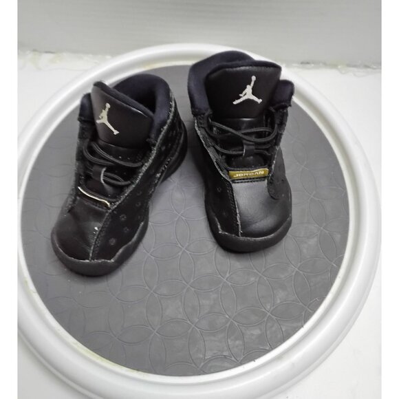 Air Jordan Toddler Shoes 5C Black Leather Sneakers With Jumpman Logo & Lace-Up C - Picture 2 of 6